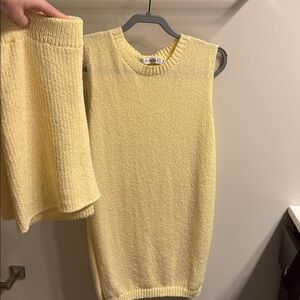 Yellow Knit Sleeveless Top and Shorts Set